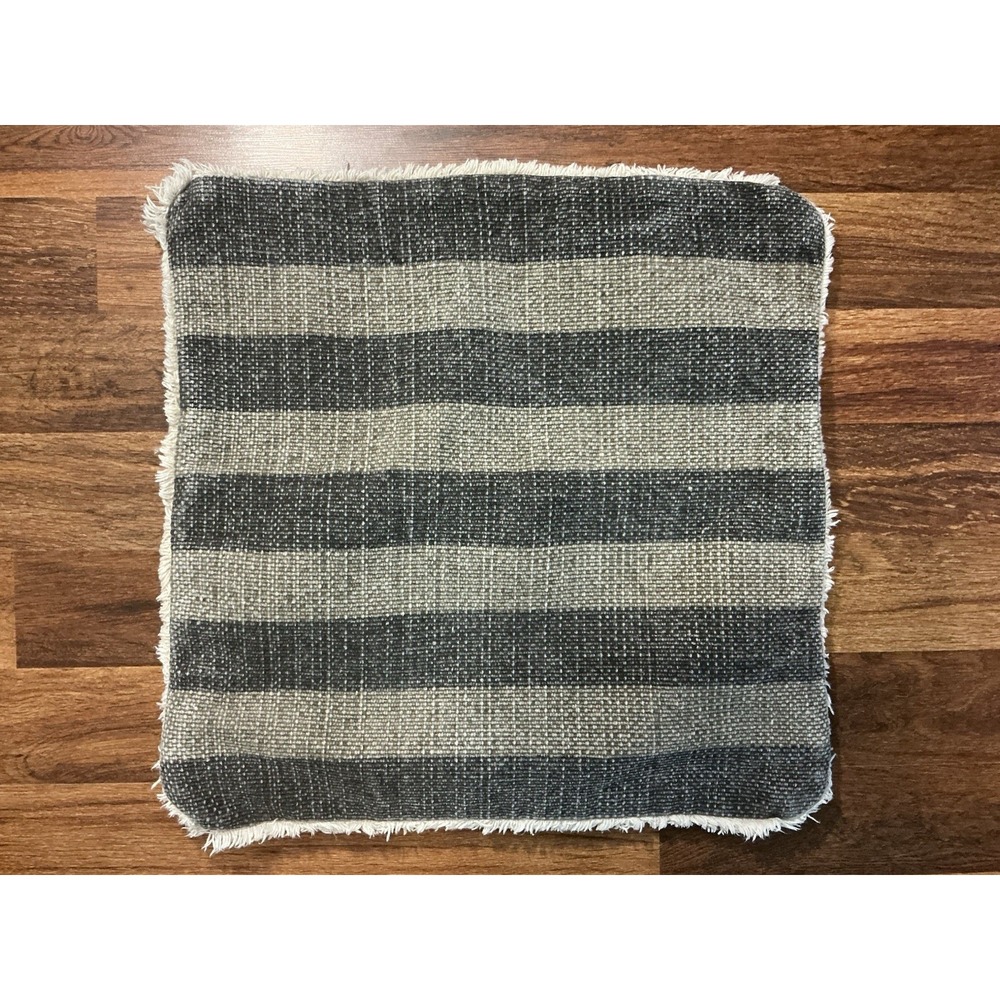 2020 Pottery Barn Thick Heavy Woven Striped Pillow Cover Gray 22in X 22in